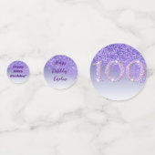 Confettis Joyeux 100e anniversaire Chic Falling Purple Parti (Derrière)