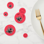 Confettis Joyeux 50e anniversaire Roses rouge et noir | (Groupe)
