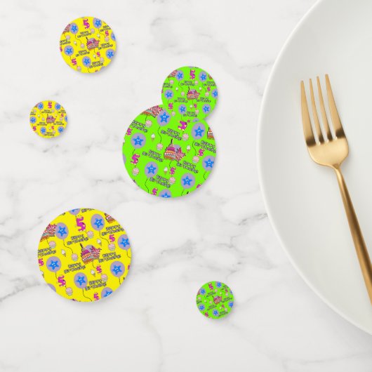 Confettis Joyeux 5e anniversaire Confetti, Jaune & Vert (Groupe)