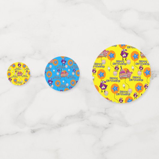 Confettis Joyeux 6 Anniversaire Confetti, #6 Bleu & Jaune (Derrière)