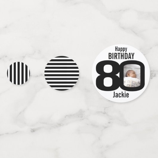 Confettis Joyeux 80ème anniversaire nom et photo papier conf (Derrière)