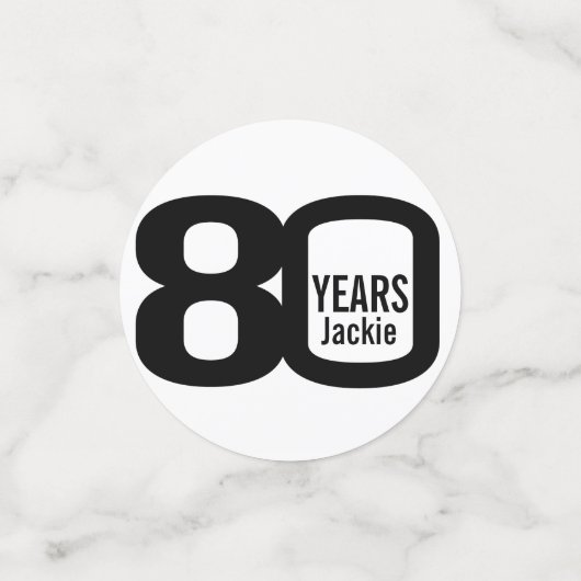 Confettis Joyeux 80ème anniversaire nom et photo papier conf (Petit recto)