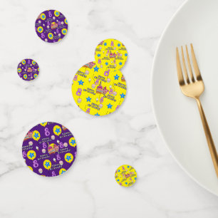 Confettis Joyeux 8 Anniversaire Confetti, #8 Jaune & Violet