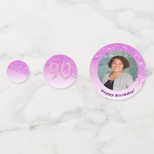 Confettis Joyeux 90e anniversaire Chic Falling Parties scint (Devant)