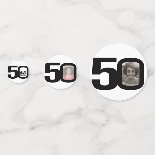 Confettis Joyeux anniversaire 50ème nom et photo papier conf (Devant)