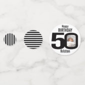 Confettis Joyeux anniversaire 50ème nom et photo papier conf (Derrière)