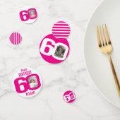 Confettis Joyeux anniversaire 60ème nom photo rose blanc (Groupe)