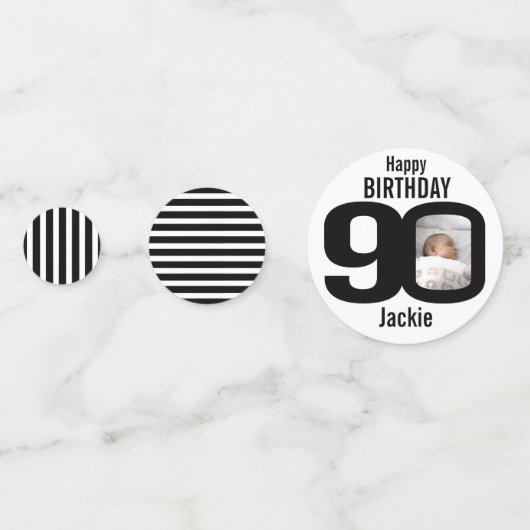 Confettis Joyeux anniversaire 90ème nom et photo papier conf (Derrière)