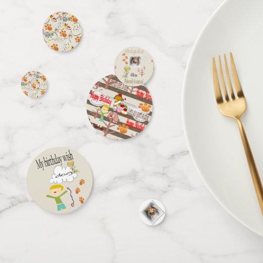 Confettis Joyeux anniversaire à la recherche d'un chien (Groupe)