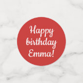 Confettis Joyeux anniversaire - Personnalisé Rouge & Blanc (Petit recto)