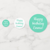 Confettis Joyeux anniversaire - Personnalisé Turquoise et bl (Devant)