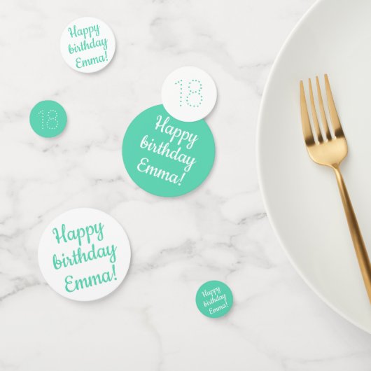 Confettis Joyeux anniversaire - Personnalisé Turquoise et bl (Groupe)
