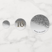 Confettis Joyeux doux 16e anniversaire Falling Black Parties (Devant)