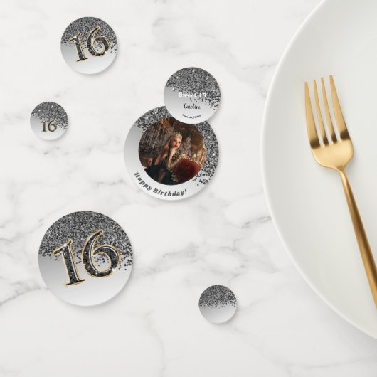 Confettis Joyeux doux 16e anniversaire Falling Black Parties (Groupe)