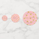 Confettis Joyeux Fab Quarante Anniversaire rose et or (Devant)