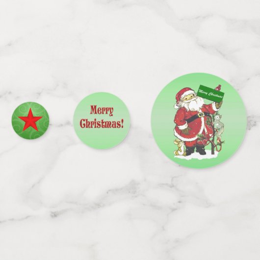 Confettis Joyeux Noël Père Noël Animaux Arbre Vert (Devant)