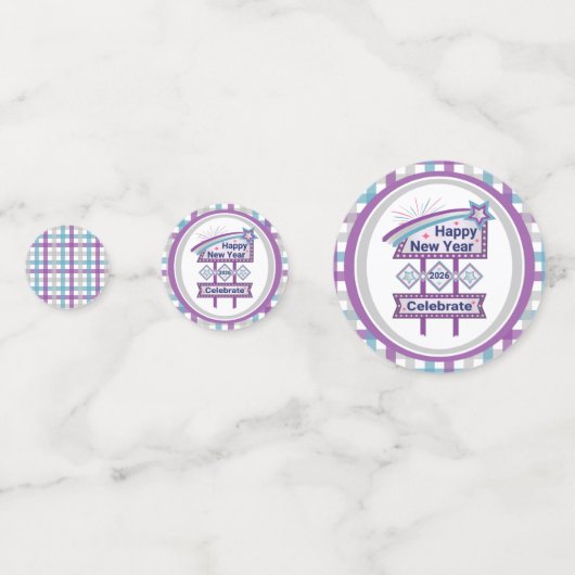 Confettis Joyeux signe du Nouvel An Retro - Célébrer la Marq (Devant)