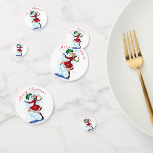 Confettis Joyeux Snowman et Fille Dance Tango fête de Noël