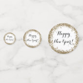Confettis Joyeux tableau du Nouvel An scatter or et blanc (Devant)