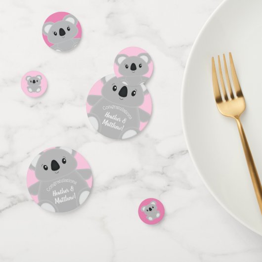 Confettis Koala Baby shower fille (Groupe)