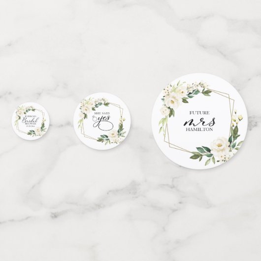 Confettis Lancement de mariage fleurs blanches géométriques  (Devant)