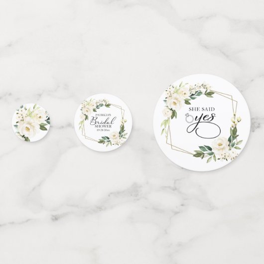 Confettis Lancement de mariage fleurs blanches géométriques  (Derrière)