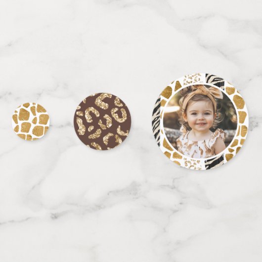 Confettis Les animaux Safari imprimer photo de fête d'annive (Devant)