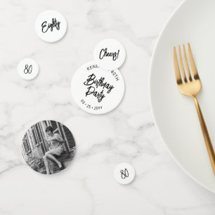 Confettis Lettre Chic Noir 80e Anniversaire Photo