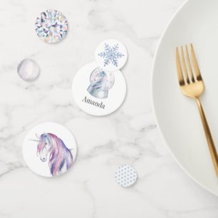 Confettis Licorne Pailletée Aquarelle Anniversaire Vacances