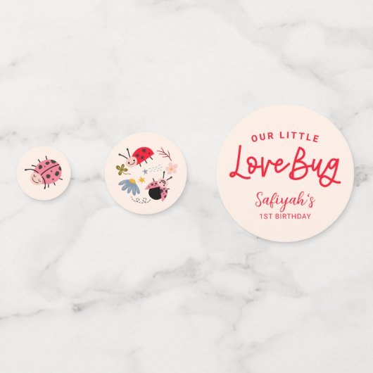 Confettis Little Lovebug Ladybug fête d'anniversaire (Devant)