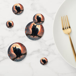 Confettis Lune de chat noir d'Halloween effrayant,