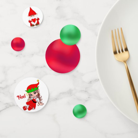 Confettis Lutin de Noël, Fée & Vert Rouge (Groupe)
