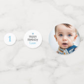 Confettis M. Onederful Birthday Blue Custom Photo (Derrière)