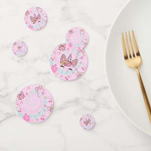 Confettis Magical Tie Dye Unicorn Coquette Bow Birthday  (Groupe)