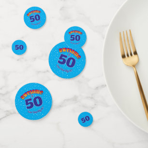 Confettis MAGNIFIQUE 50 Anniversaire sur BLEU CLAIR