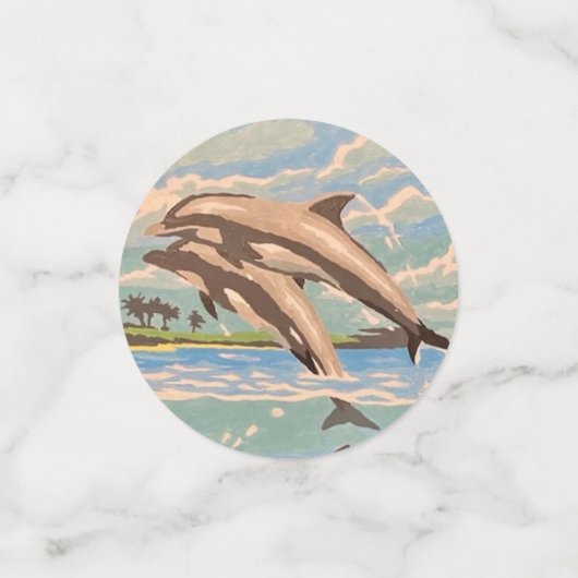 Confettis Main Painted by Number | Dolphins | (Petit recto)