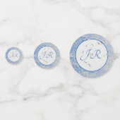 Confettis Marbre Bleu et Gris Élégant Monogrammé (Devant)
