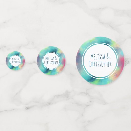 Confettis Mariage d'aquarelle moderne Green & Red Space (Devant)