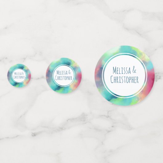 Confettis Mariage d'aquarelle moderne Green & Red Space (Derrière)