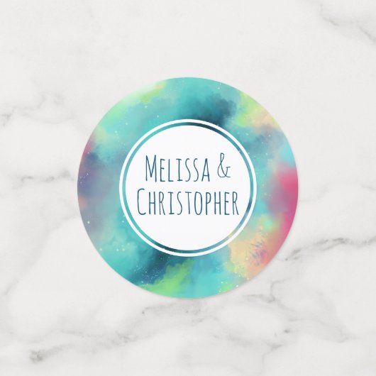 Confettis Mariage d'aquarelle moderne Green & Red Space (Petit recto)