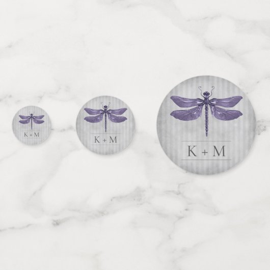 Confettis Mariage de libellules à bijoux pourpre (Devant)