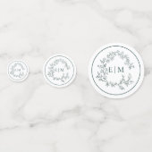 Confettis Mariage de monogramme Emerald Green Leafy Crest (Derrière)