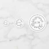 Confettis Mariage de monogramme noir blanc (Derrière)