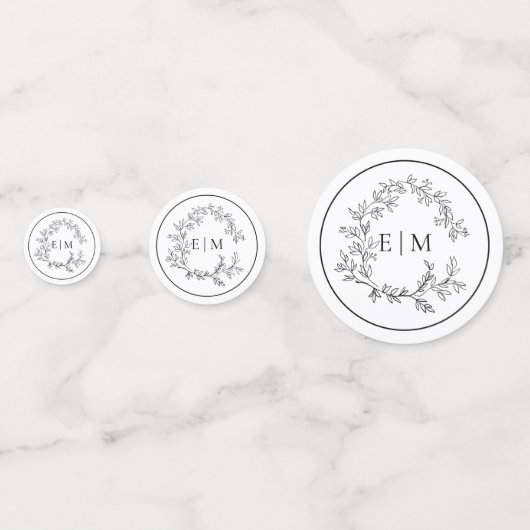 Confettis Mariage de monogramme noir blanc (Derrière)