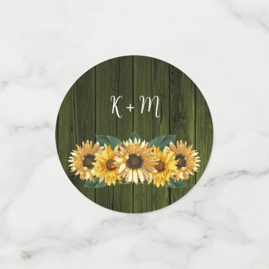 Confettis Mariage de monographie de tournesol vert rustique (Petit recto)
