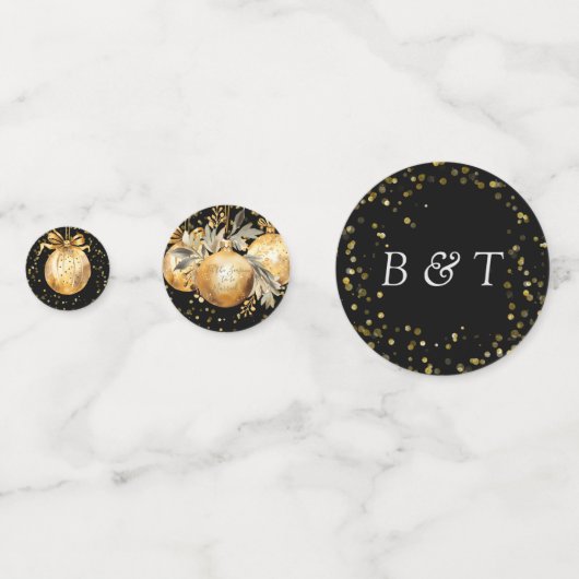 Confettis Mariage de Noël Noir Or (Devant)