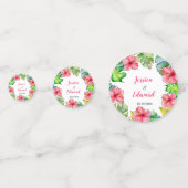 Confettis Mariage d'hibiscus floraux hawaïens tropicaux (Devant)