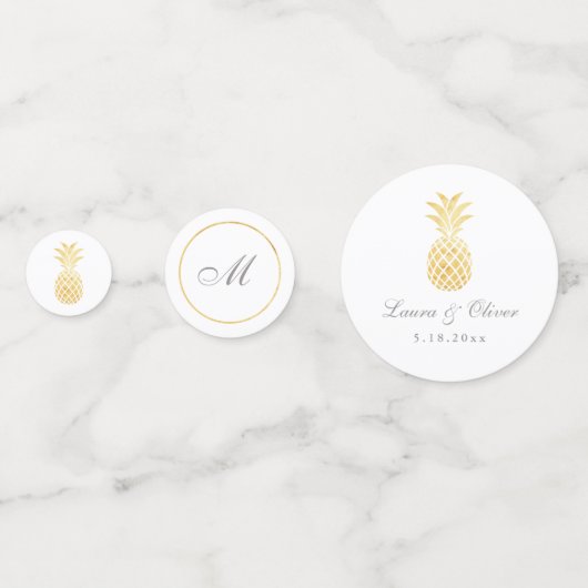 Confettis Mariage d'or d'ananas tropical (Devant)