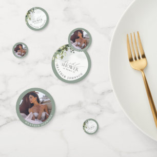 Confettis Mariage élégant avec Eucalyptus Bleu Poussiéreux