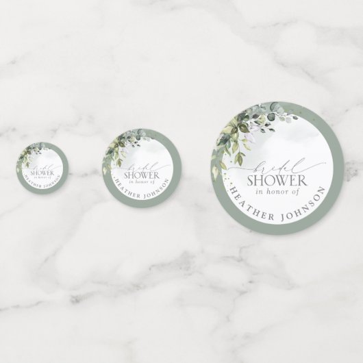 Confettis Mariage élégant avec Eucalyptus Bleu Poussiéreux (Devant)